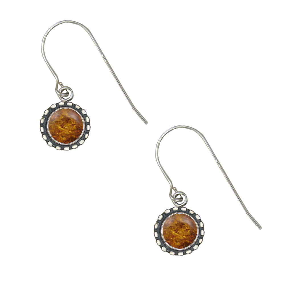 Sterling Silver Petite Amber Gemstone Drop Dangle Earrings
